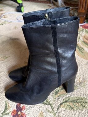 Women’s Boden Leather Block Heel Ankle Booties Size 10